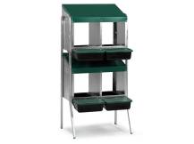 Obrázek k výrobku 125849 - Snáškové hnízdo pro slepice se sběrným košíkem na vejce GAUN 10136 čtyřmístné na nožičkách