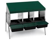 Obrázek k výrobku 125850 - Snáškové hnízdo pro slepice se sběrným košíkem na vejce GAUN 10142 trojmístné na nožičkách