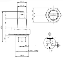 Obrázek k výrobku 12644 - tlakový spínač oleje M12x1,5 - 0,20/0,60 Bar