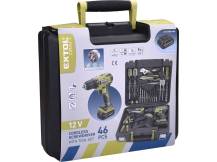 Obrázek k výrobku 90157 - Vrtací aku šroubovák 12V Li-ion s nářadím, sada 46ks