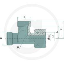 Obrázek k výrobku 128285 - Závitová redukce T s jednou matící metrický závit M18x1,5
