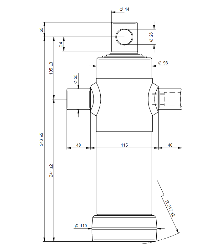 Obrázek k výrobku 58952 - Hydr. válec vyklápění 5 tun/683 mm - koule